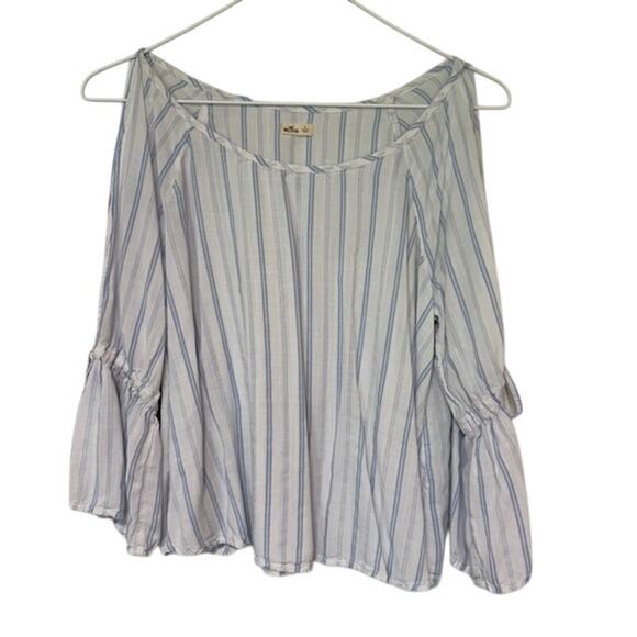 Hollister Womens Cropped Flowy Preppy Top Size S Bell Sleeves Striped Boho - Picture 1 of 8